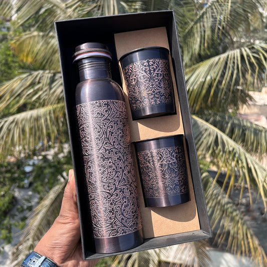 Designer Copper Bottle Set