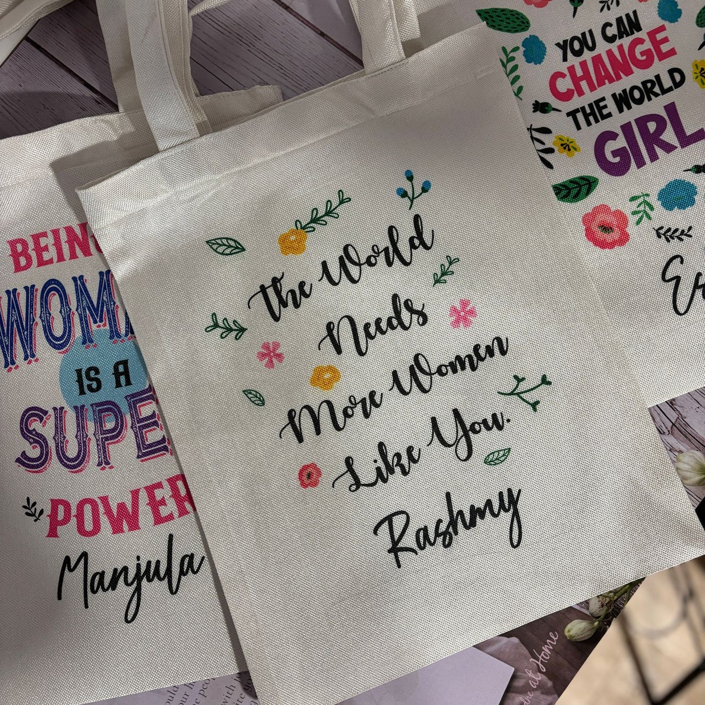 Personalized Washable White Laminated Tote Bag