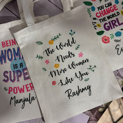 Personalized Washable White Laminated Tote Bag