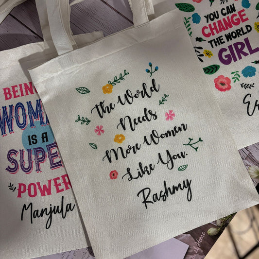 Personalized Washable White Laminated Tote Bag
