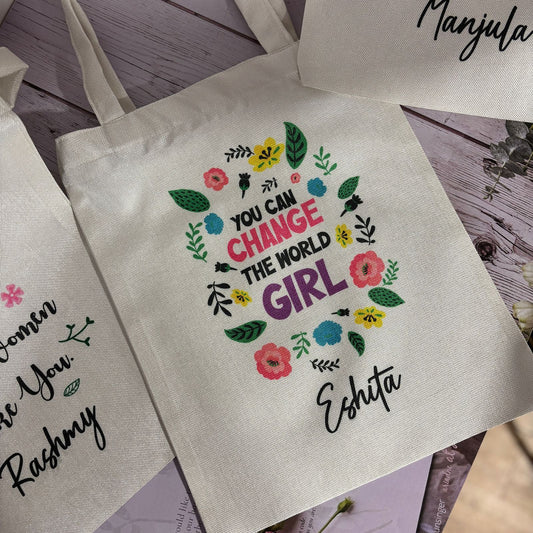 Personalized Washable White Laminated Tote Bag