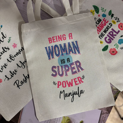 Personalized Washable White Laminated Tote Bag