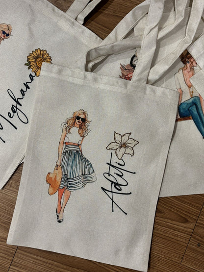 Personalized Washable White Laminated Tote Bag