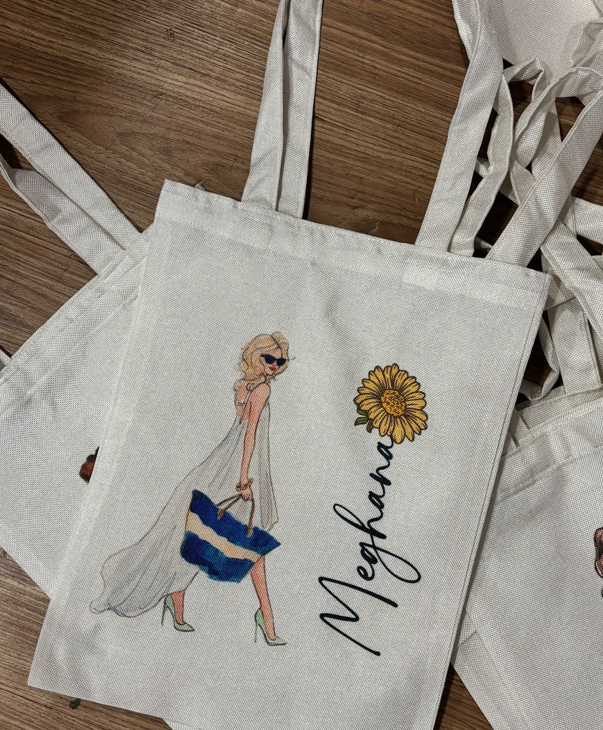 Personalized Washable White Laminated Tote Bag
