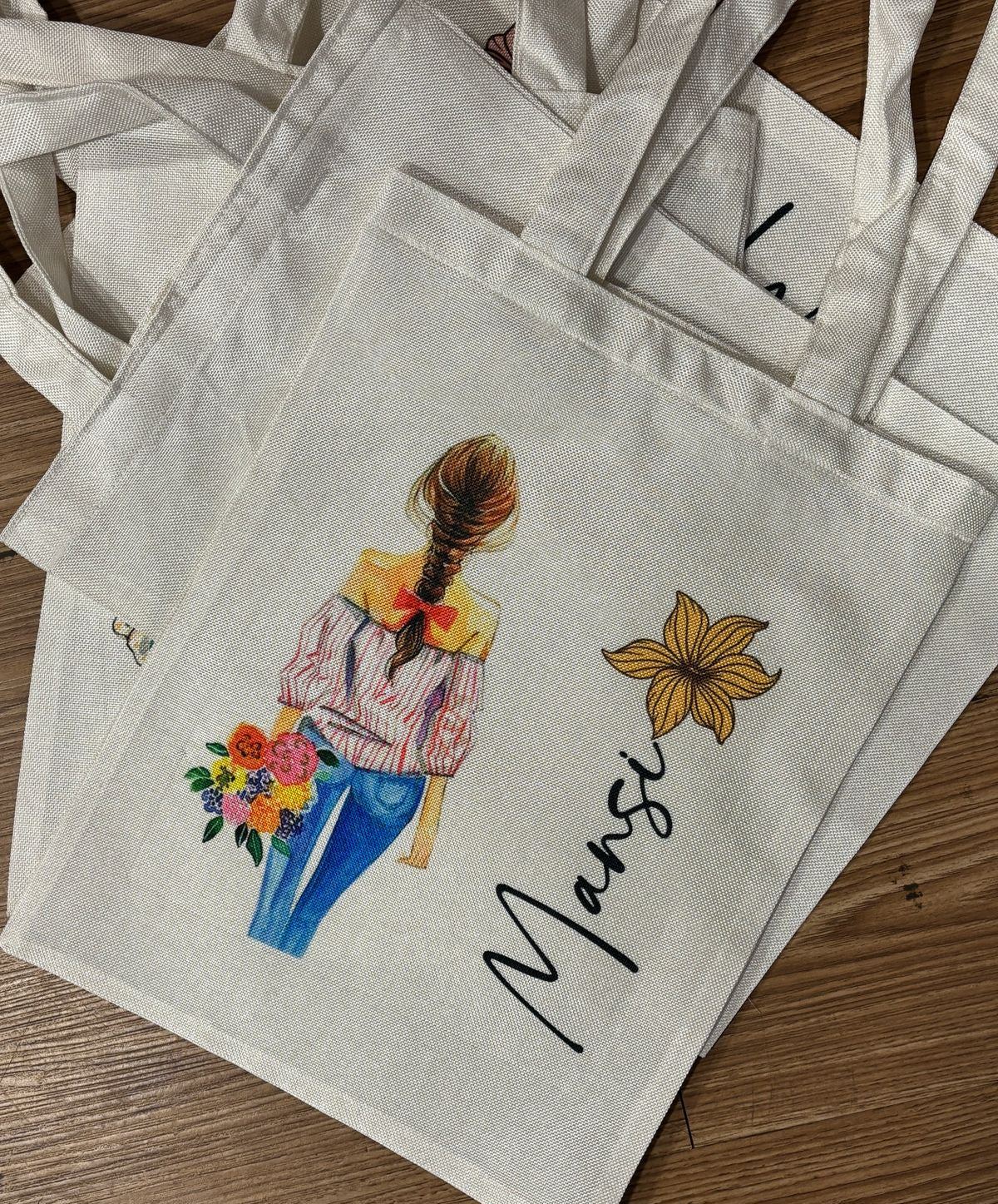 Personalized Washable White Laminated Tote Bag