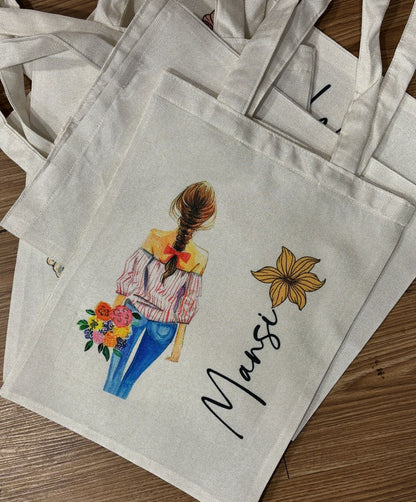 Personalized Washable White Laminated Tote Bag