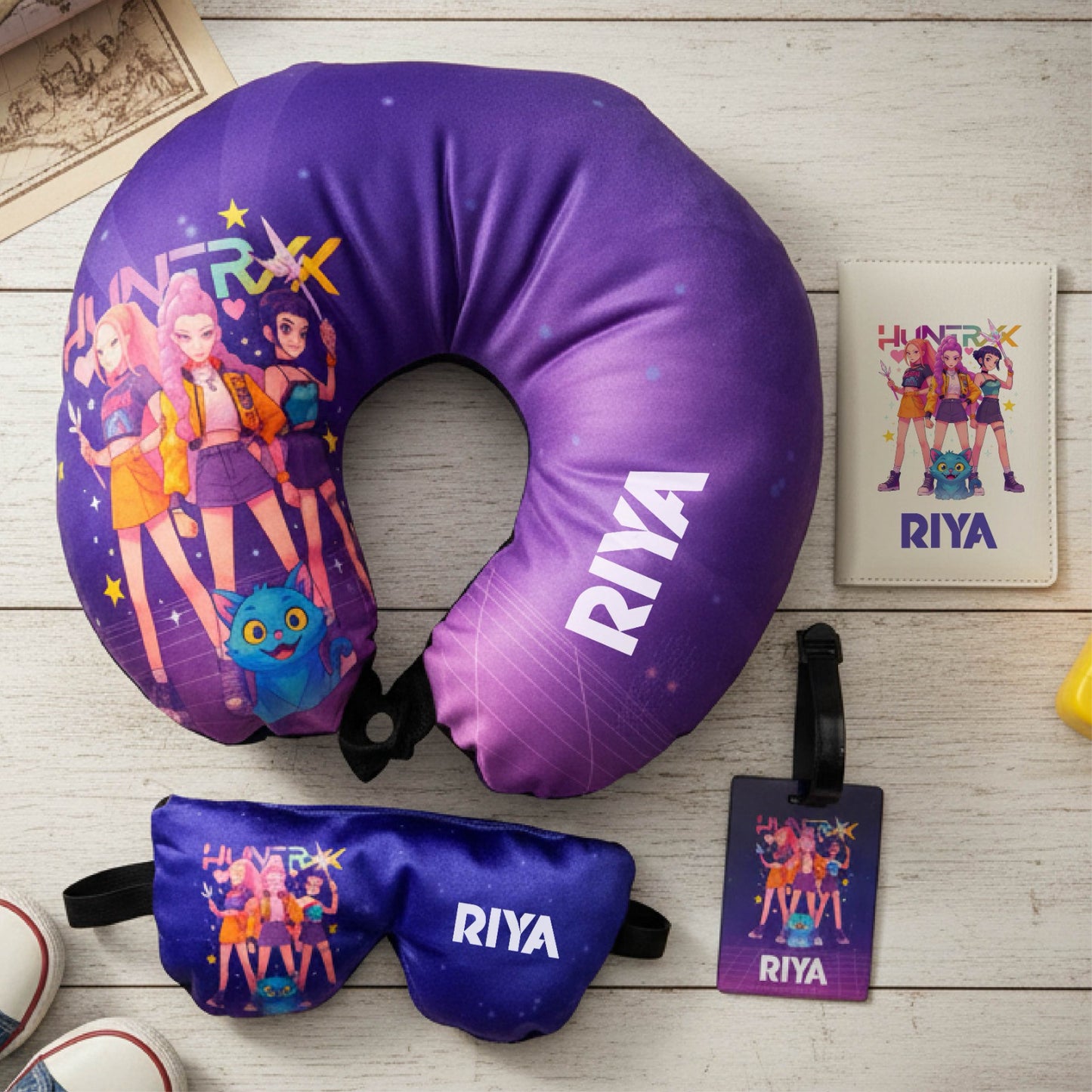 Personalised Kids Travel Neck Pillow Set