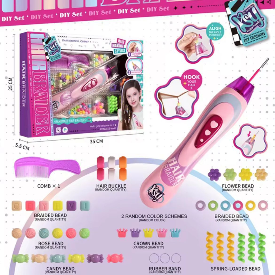 Premium DIY Kids Hair Beader & Styling Kit with Accessories