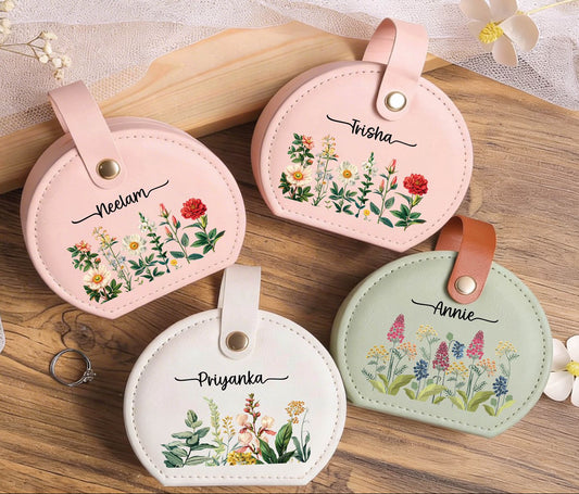 Personalized Floral Travel Jewelry Organizer