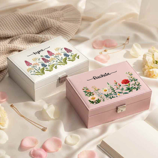 Personalized PU Leather Compact Travel Jewelry Box