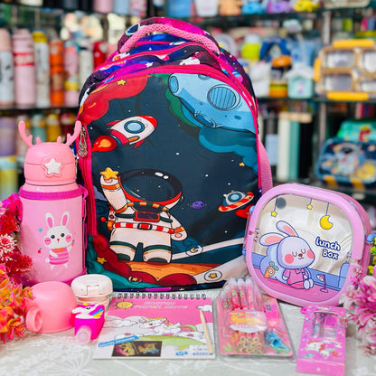 The Complete Student Essentials Hamper | 15-Inch 4-Zipper Backpack & 8-Piece School Set