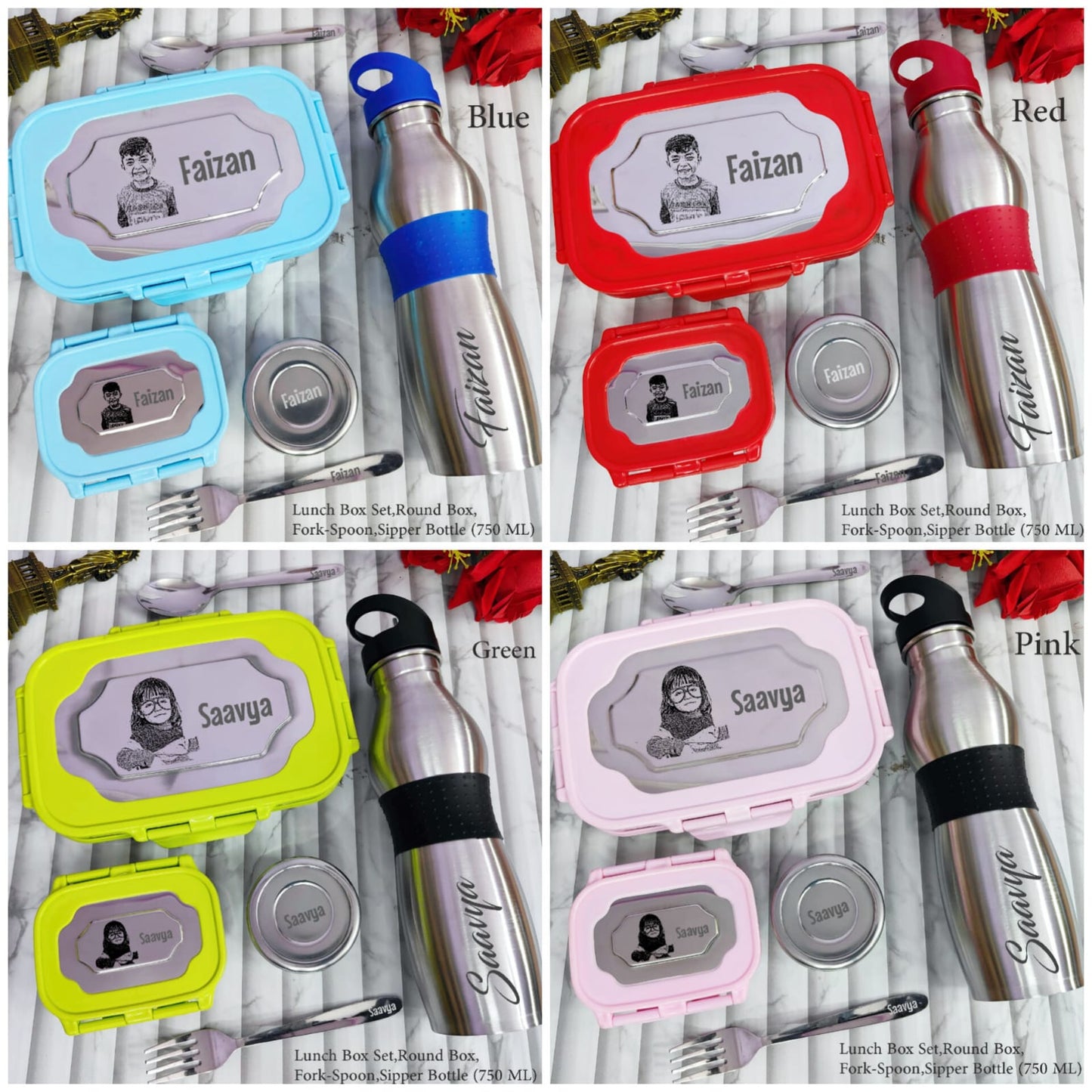 Personalized Premium Kids Photo Lunch Box & Flask Combo