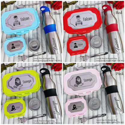 Personalized Premium Kids Photo Lunch Box & Flask Combo