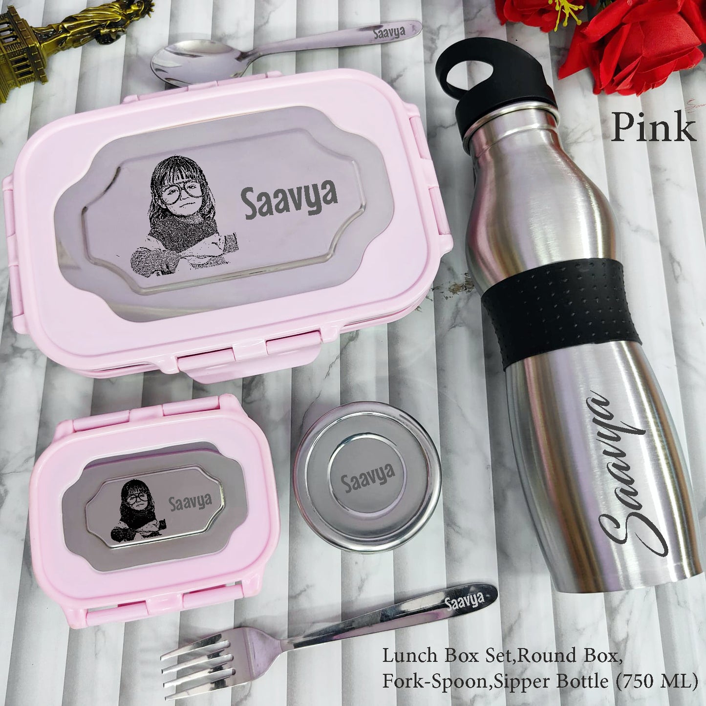 Personalized Premium Kids Photo Lunch Box & Flask Combo