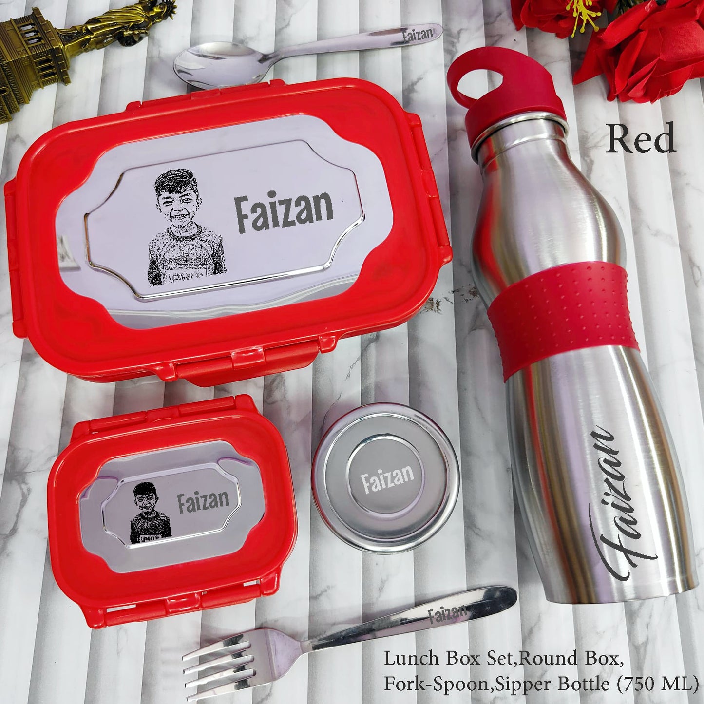 Personalized Premium Kids Photo Lunch Box & Flask Combo