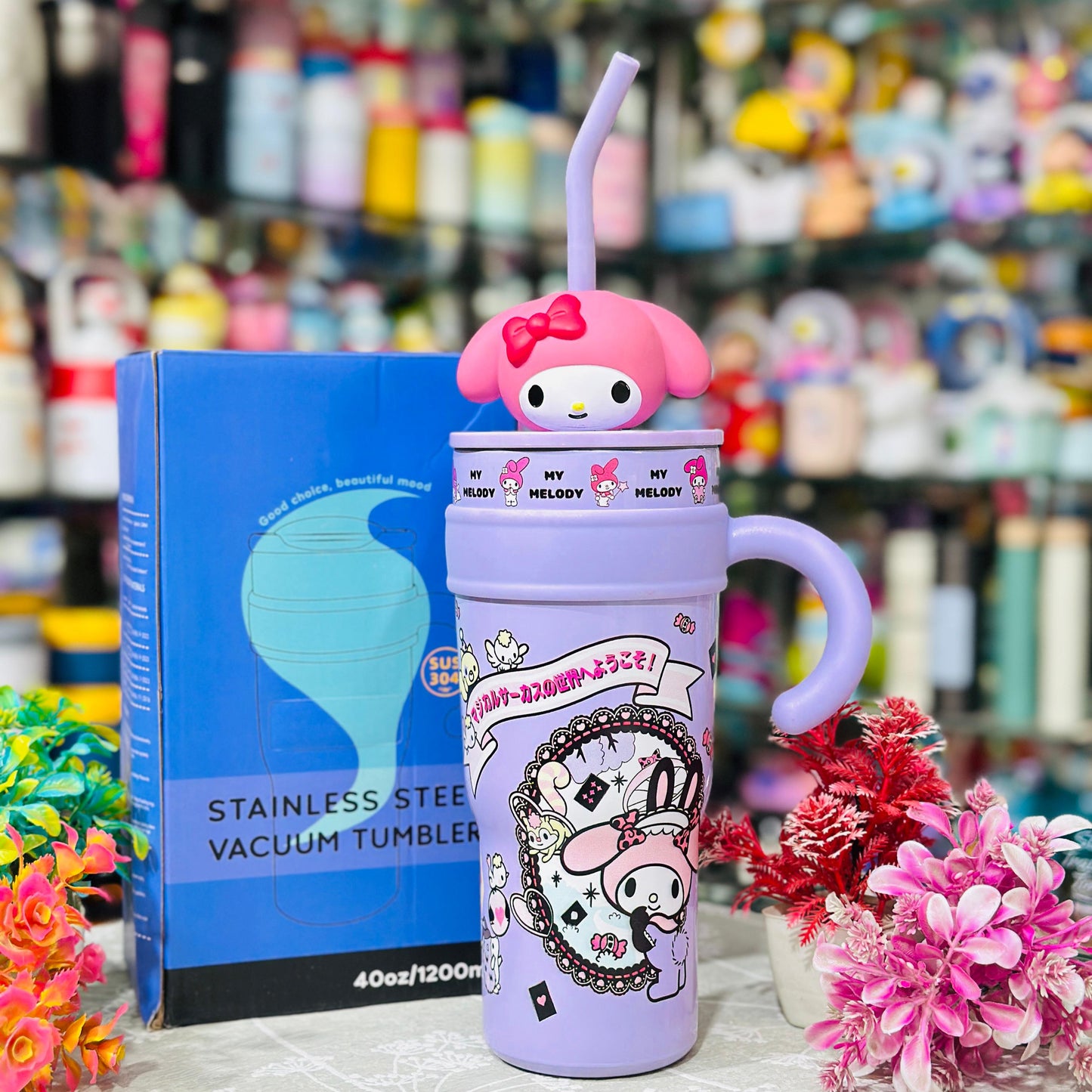 1200ml Leak-Proof Stainless Steel Character Tumbler with Handle