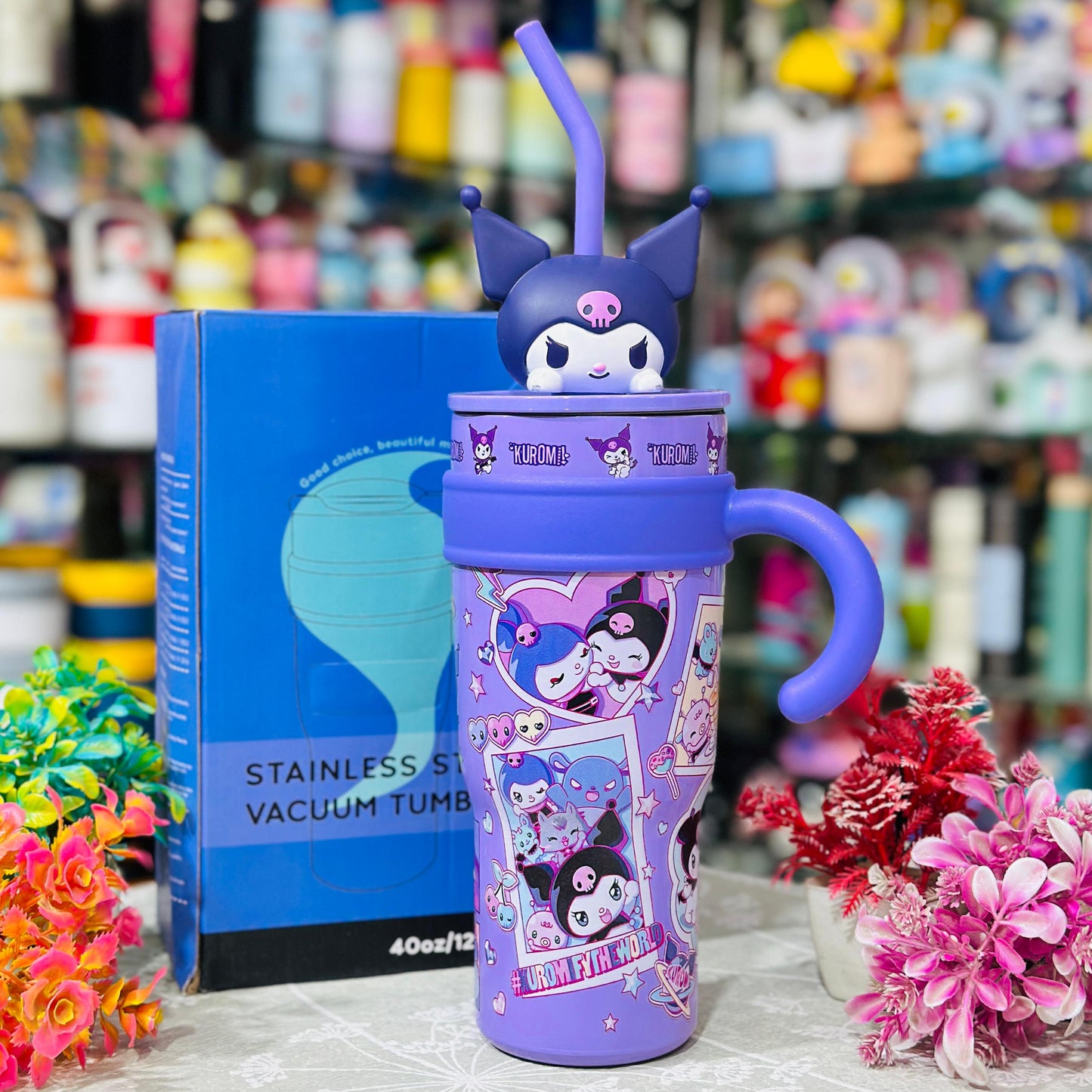 1200ml Leak-Proof Stainless Steel Character Tumbler with Handle
