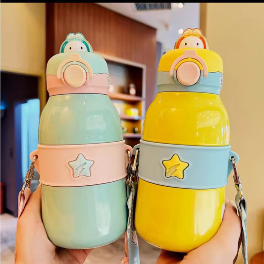 Premium 490ml Shiny Insulated Stainless Steel Sipper Bottle