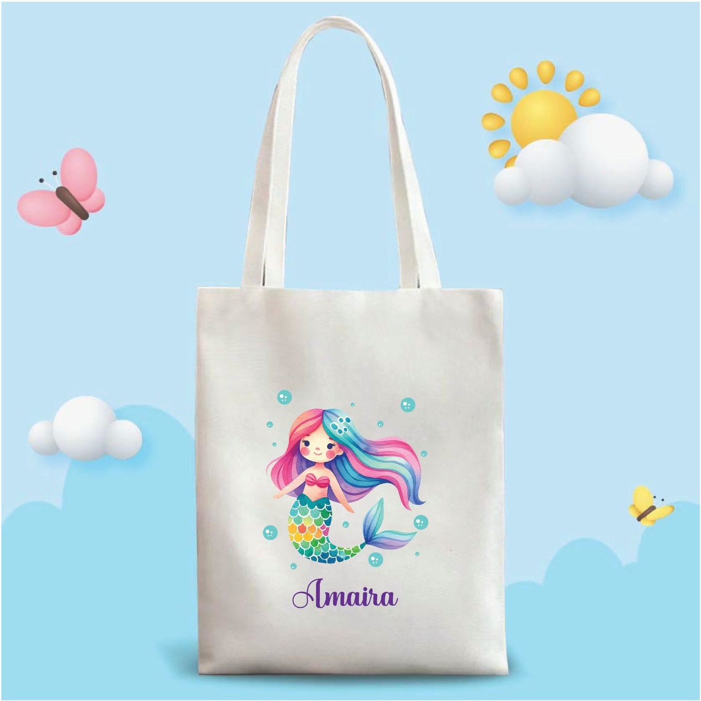 Personalized Washable White Laminated Tote Bag