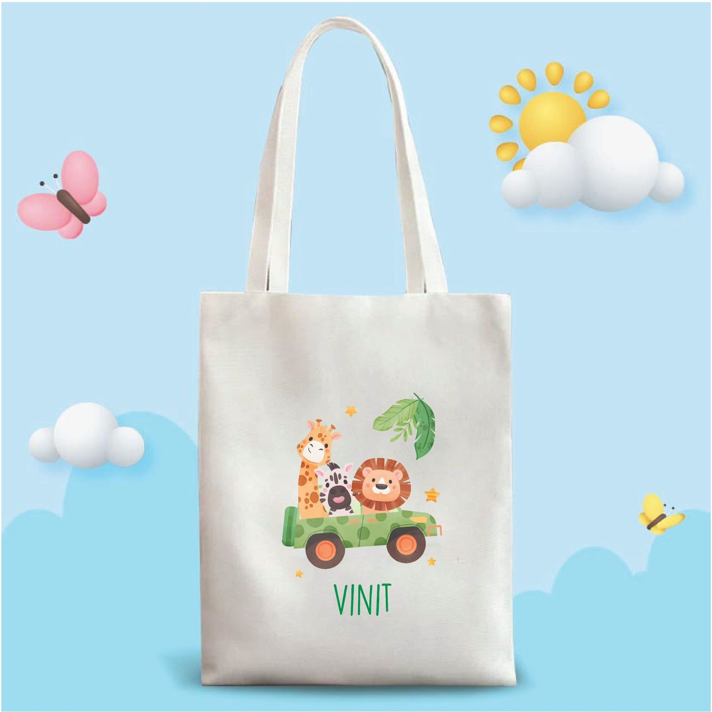 Personalized Washable White Laminated Tote Bag