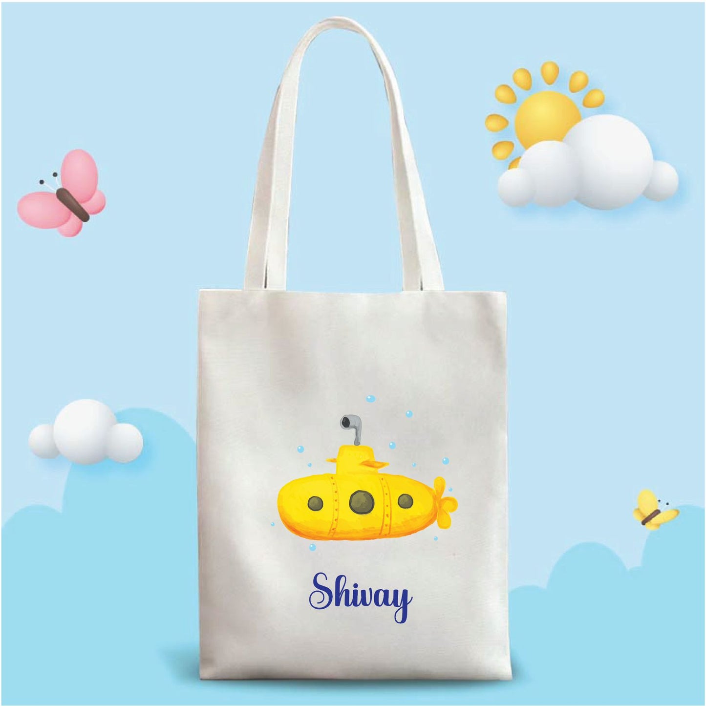 Personalized Washable White Laminated Tote Bag