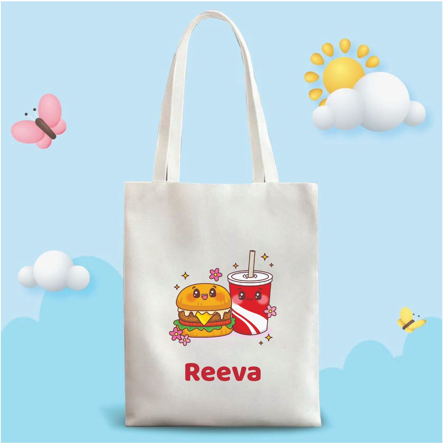 Personalized Washable White Laminated Tote Bag