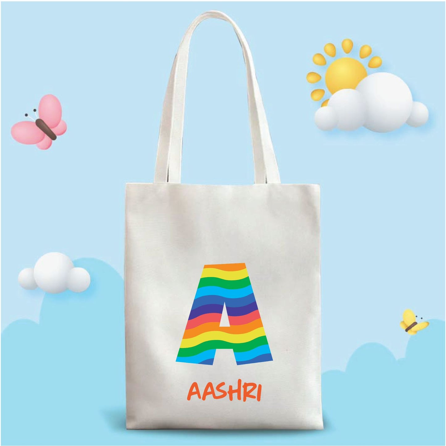 Personalized Washable White Laminated Tote Bag