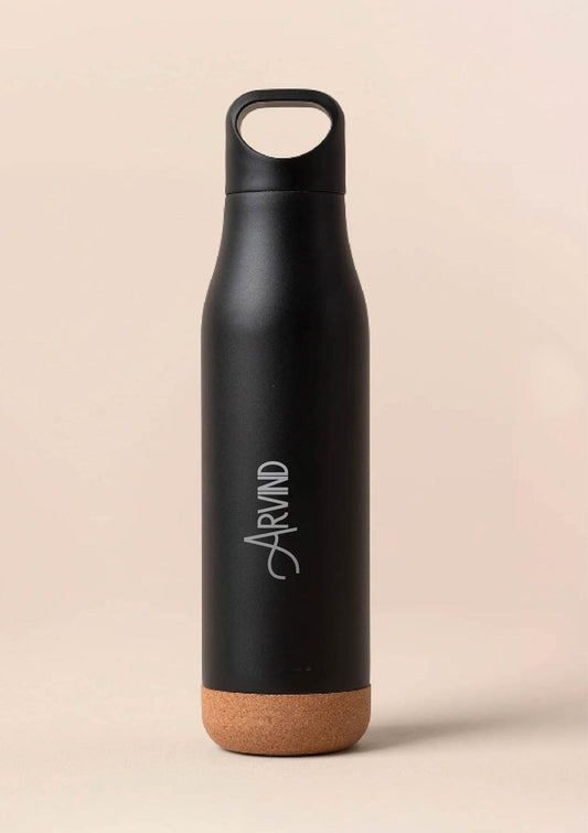 Personalized Matte Stainless Steel Thermo Bottle with Cork Base