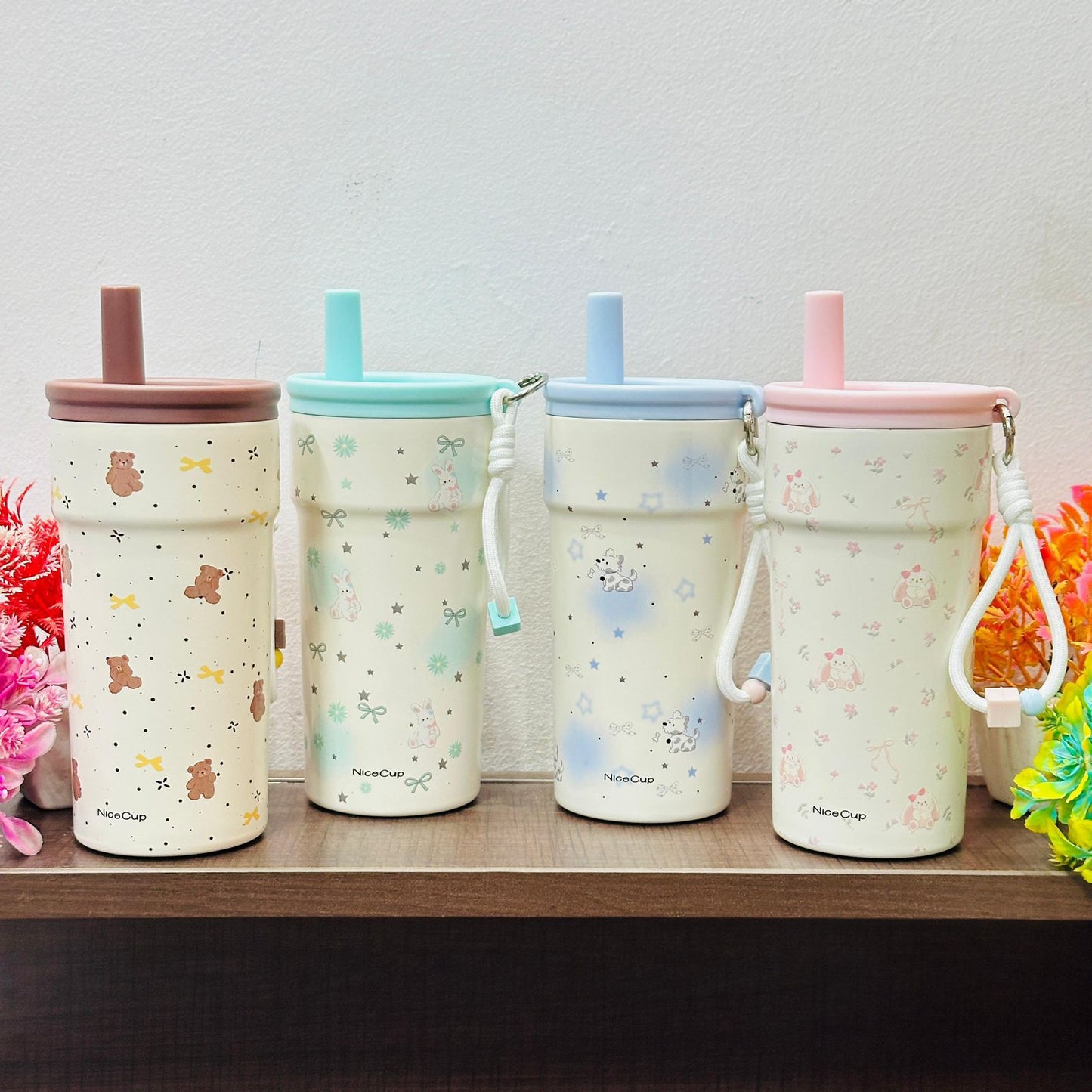 500ml Insulated Pastel Stainless Steel Tumbler with Keychain