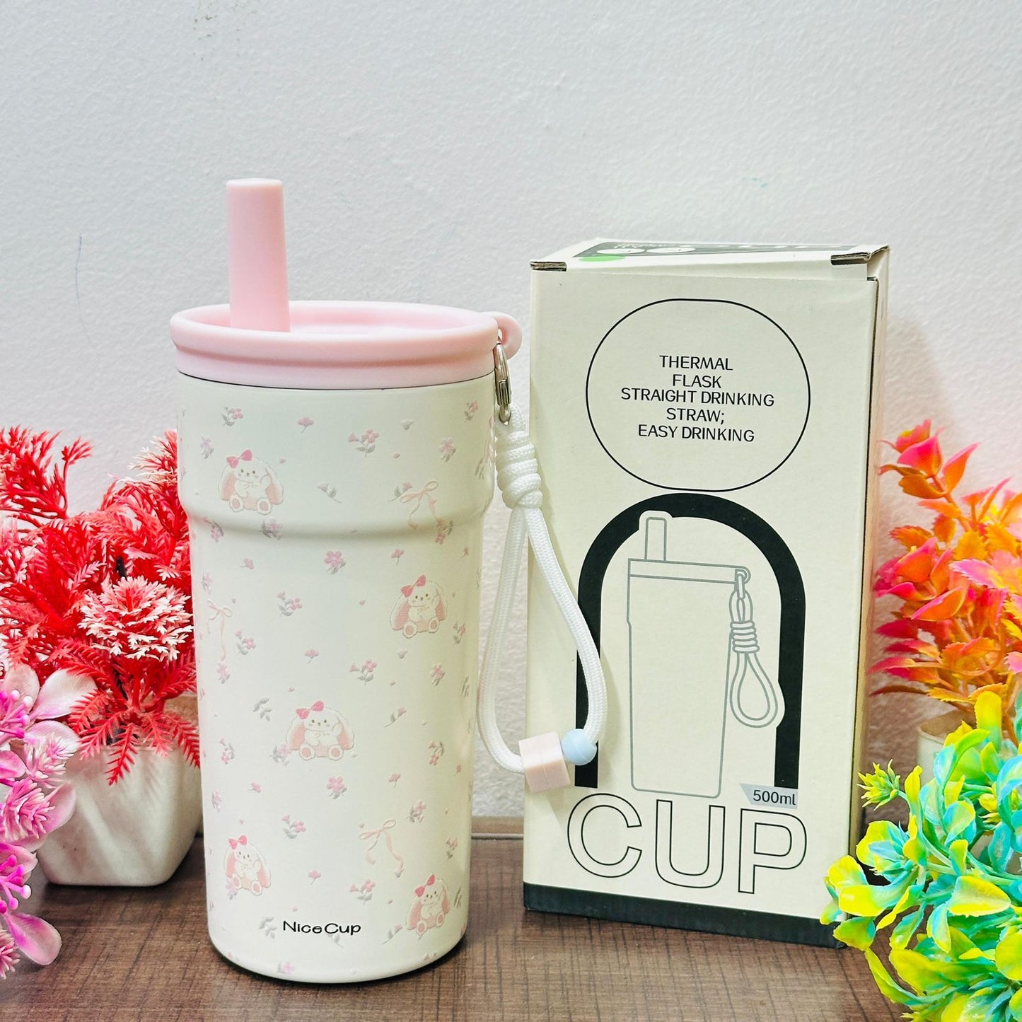 500ml Insulated Pastel Stainless Steel Tumbler with Keychain