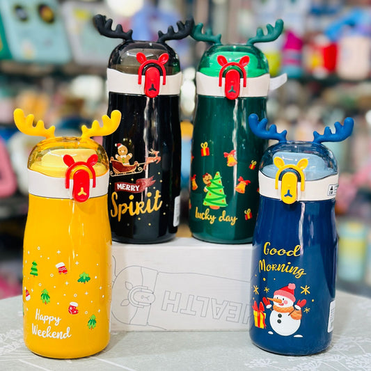 Christmas Theme 300ml Shiny Insulated Stainless Steel Spout Bottle