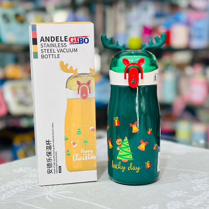 Christmas Theme 300ml Shiny Insulated Stainless Steel Spout Bottle