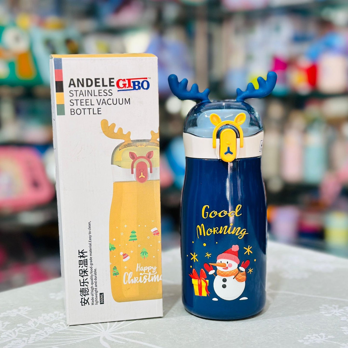 Christmas Theme 300ml Shiny Insulated Stainless Steel Spout Bottle