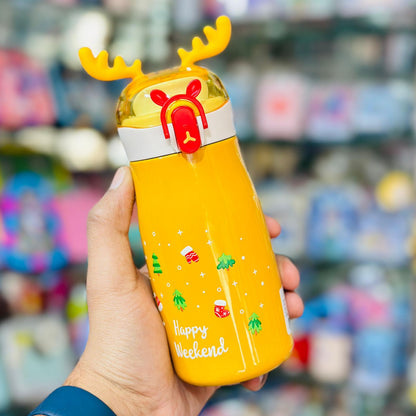 Christmas Theme 300ml Shiny Insulated Stainless Steel Spout Bottle