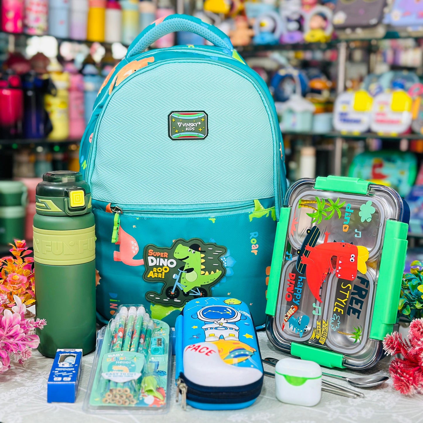 School Bag Hamper Set | 16 Inch Backpack with Bottle, Lunch Box & Stationery Kit