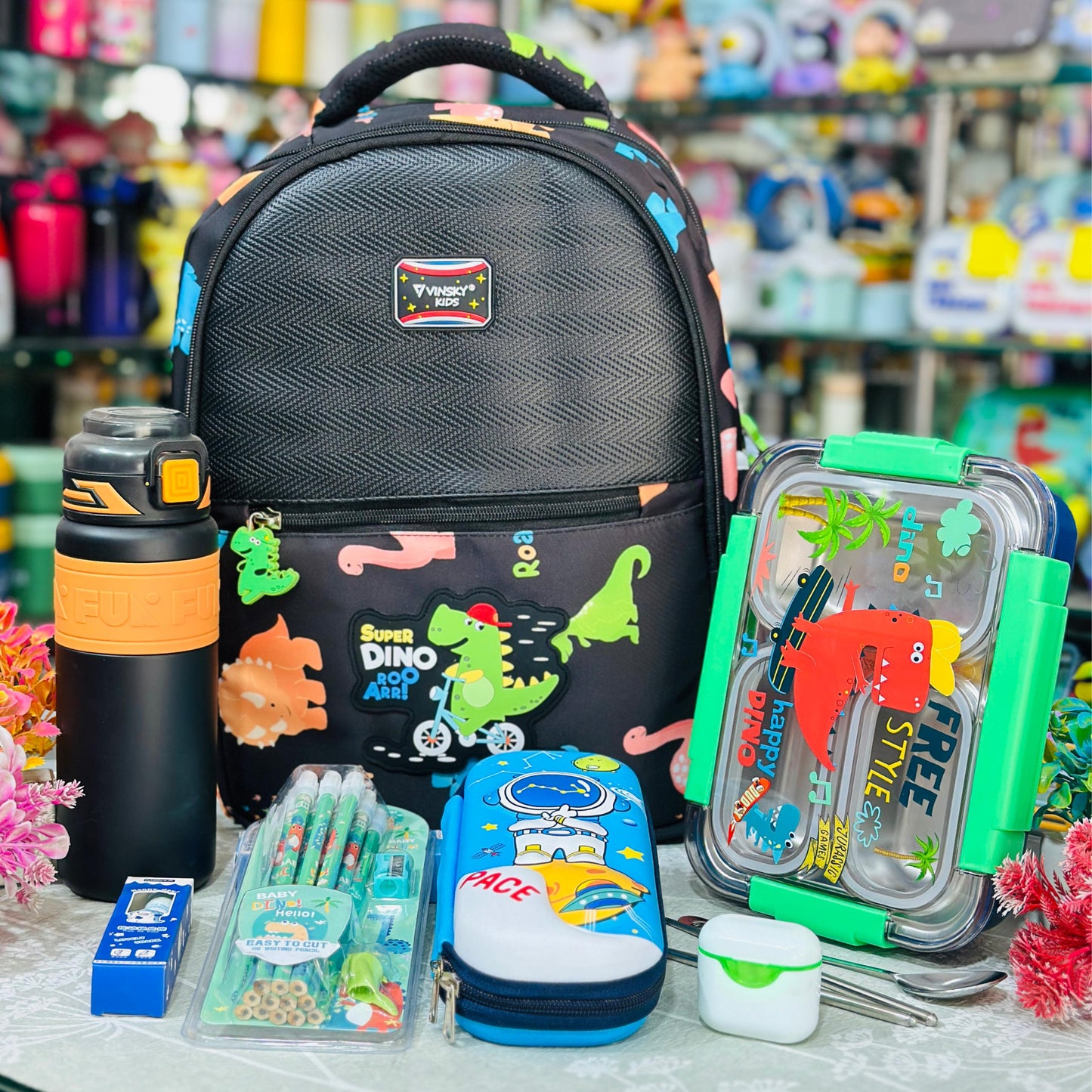 School Bag Hamper Set | 16 Inch Backpack with Bottle, Lunch Box & Stationery Kit