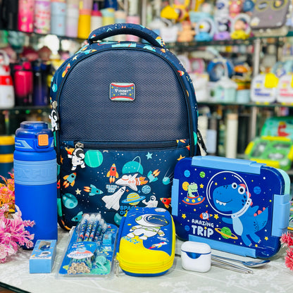 School Bag Hamper Set | 16 Inch Backpack with Bottle, Lunch Box & Stationery Kit
