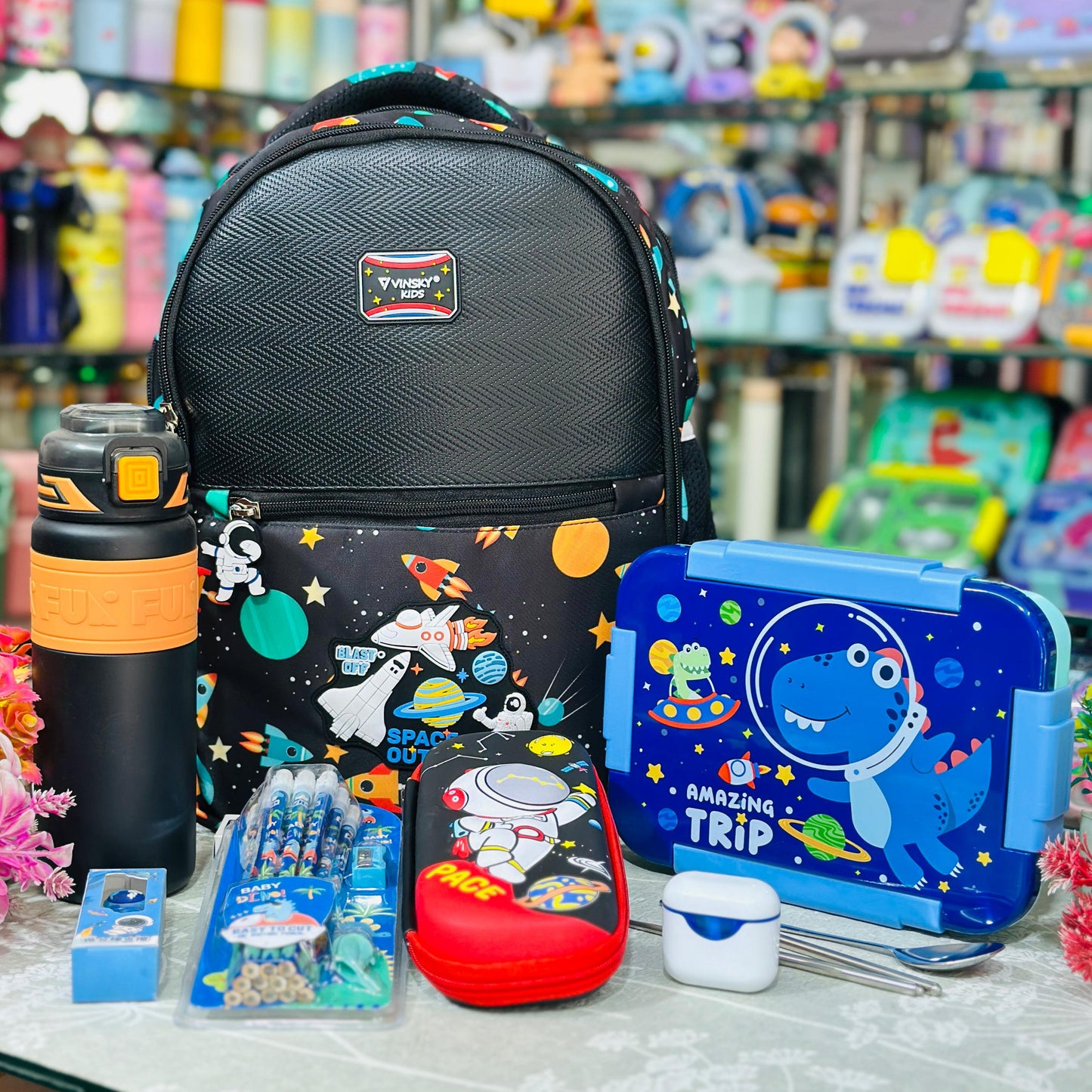 School Bag Hamper Set | 16 Inch Backpack with Bottle, Lunch Box & Stationery Kit