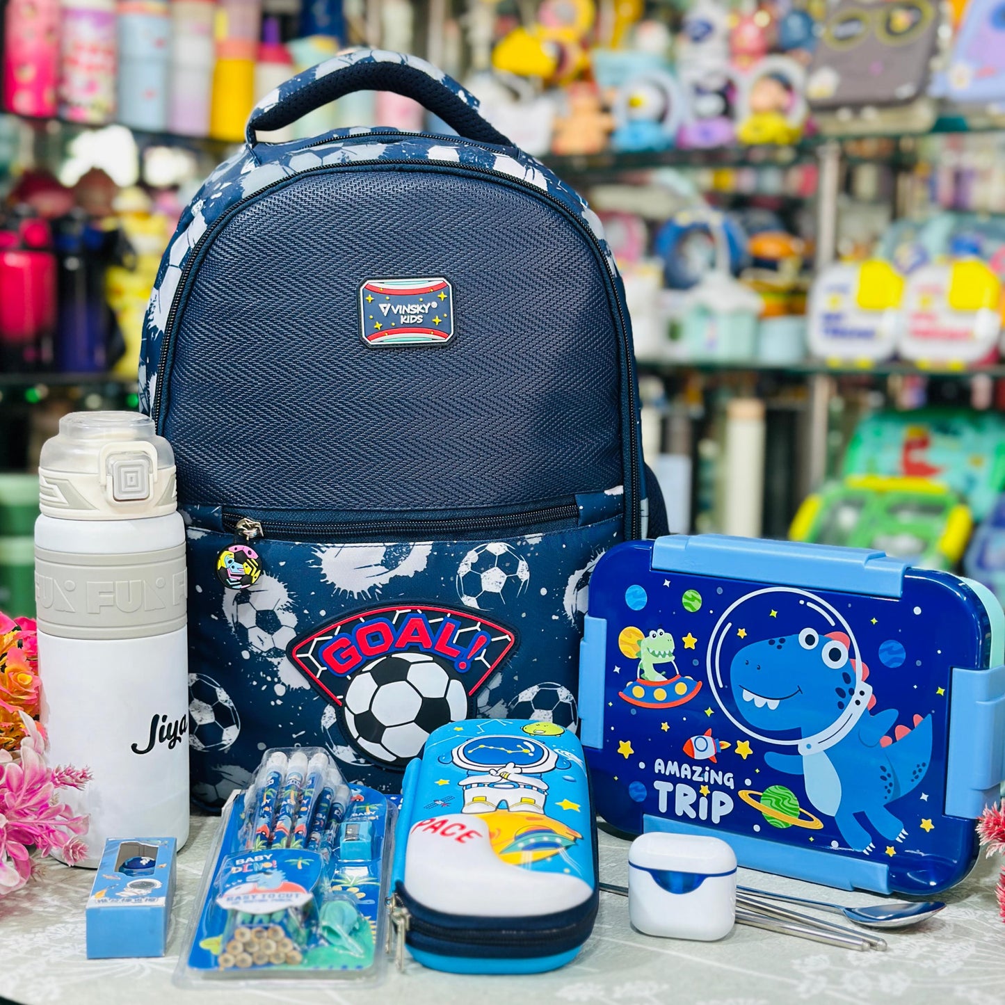 School Bag Hamper Set | 16 Inch Backpack with Bottle, Lunch Box & Stationery Kit