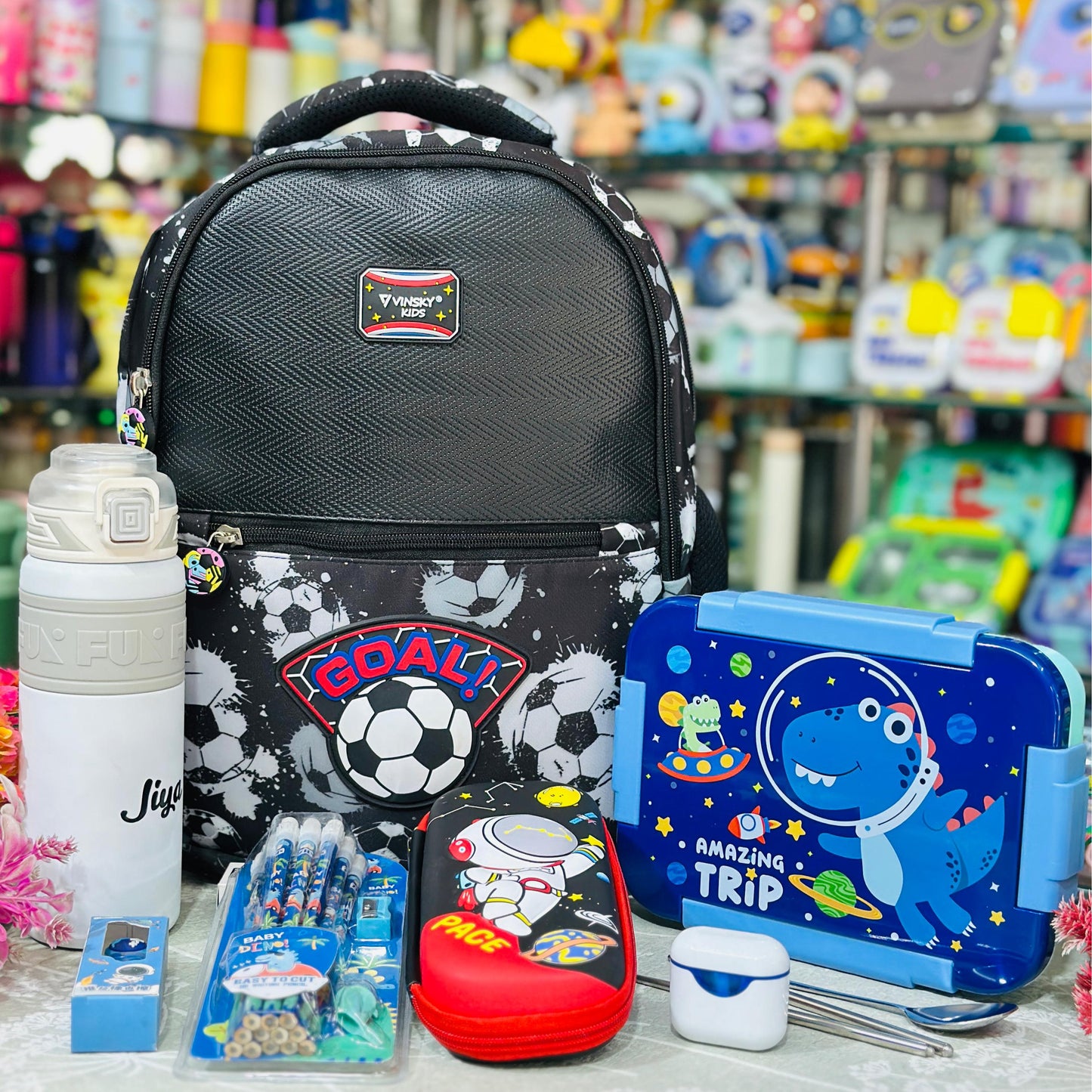 School Bag Hamper Set | 16 Inch Backpack with Bottle, Lunch Box & Stationery Kit