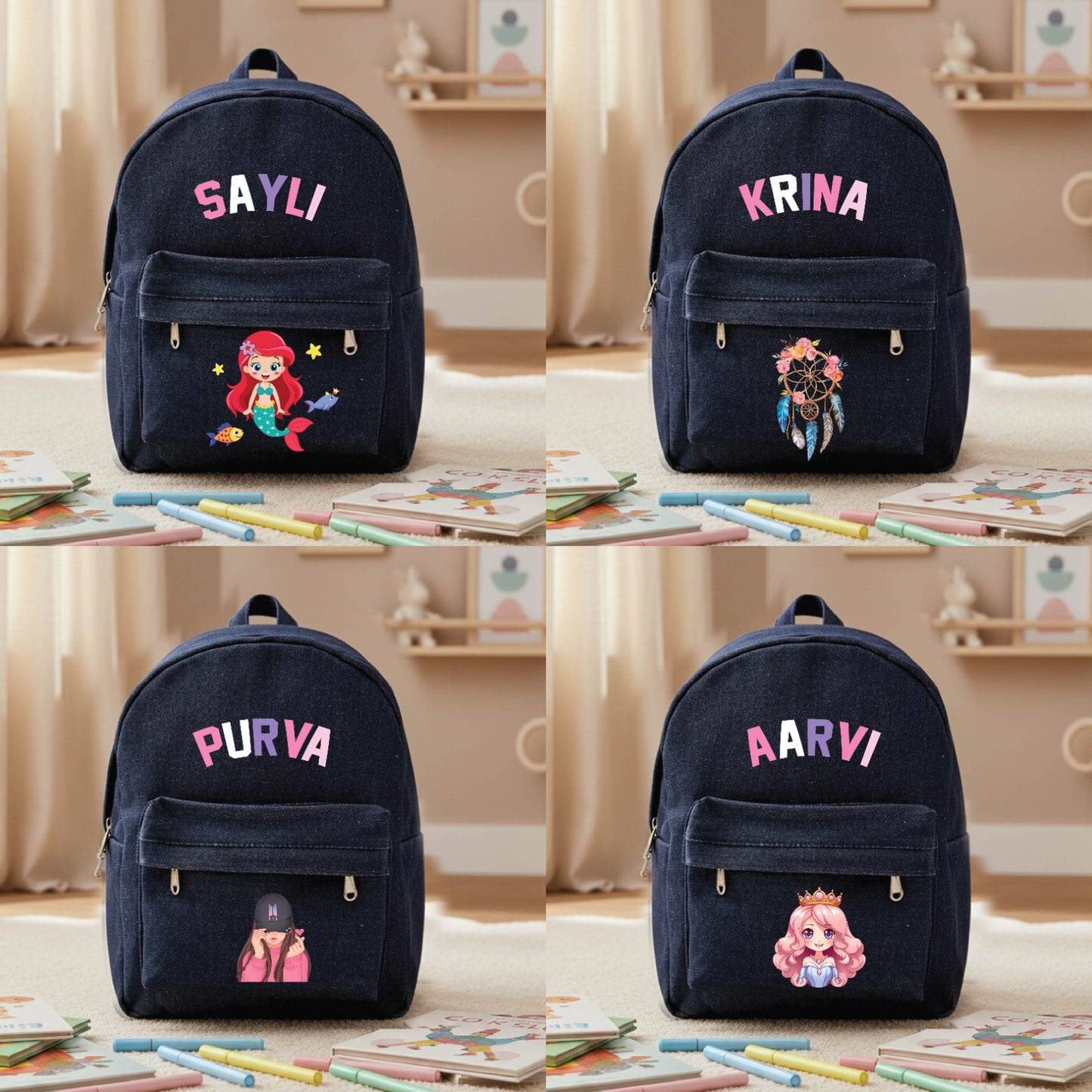 Personalized Kids Denim Backpack