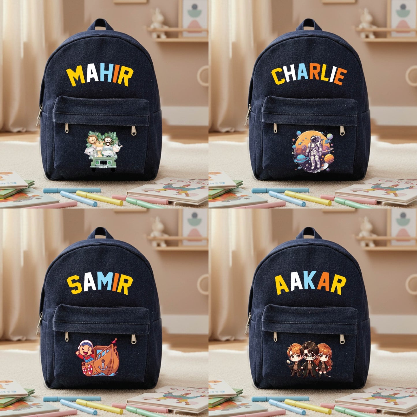 Personalized Kids Denim Backpack