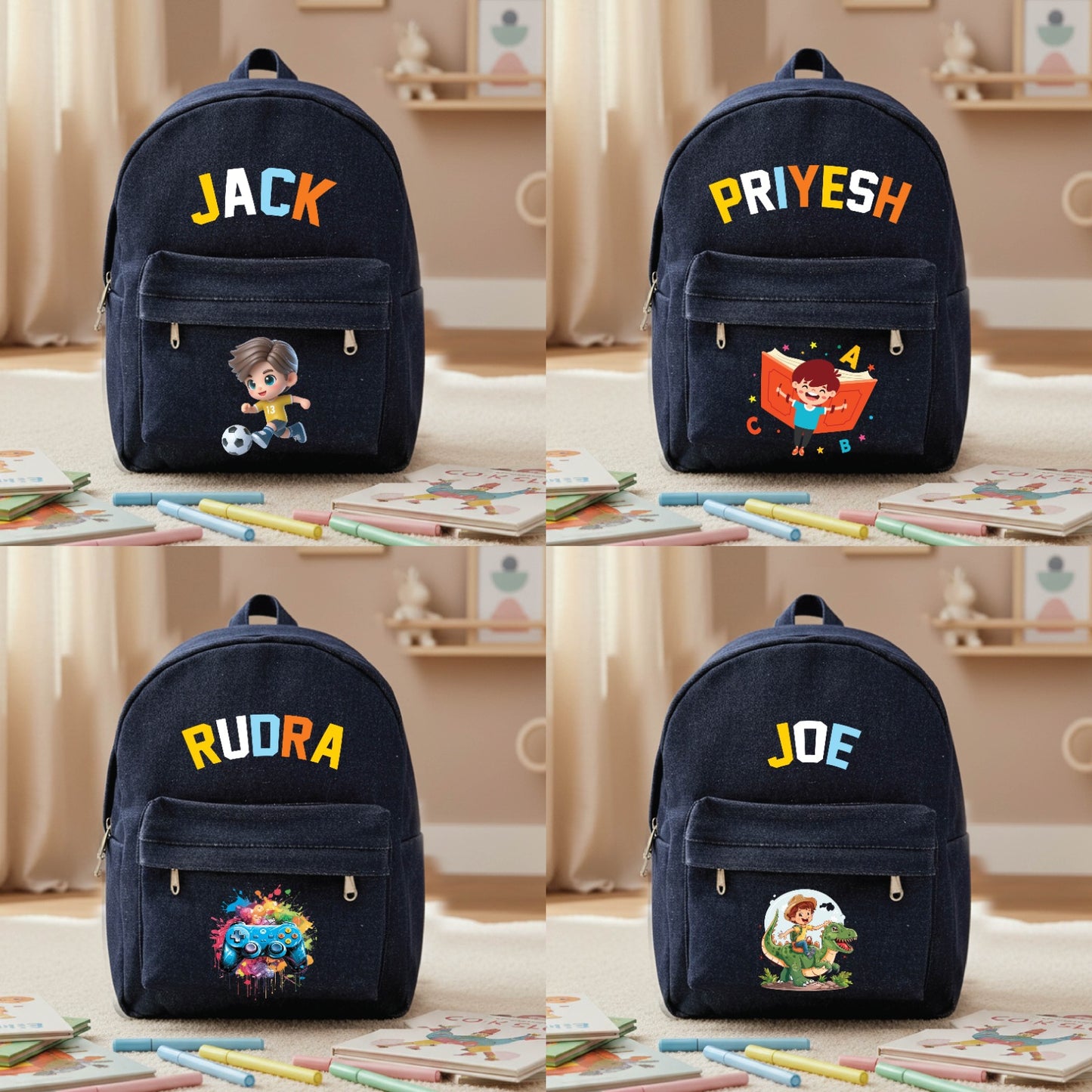 Personalized Kids Denim Backpack