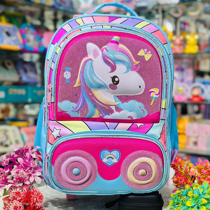 18 Inch Trolley Backpack | 4 Zipper Waterproof School Bag with Wheels