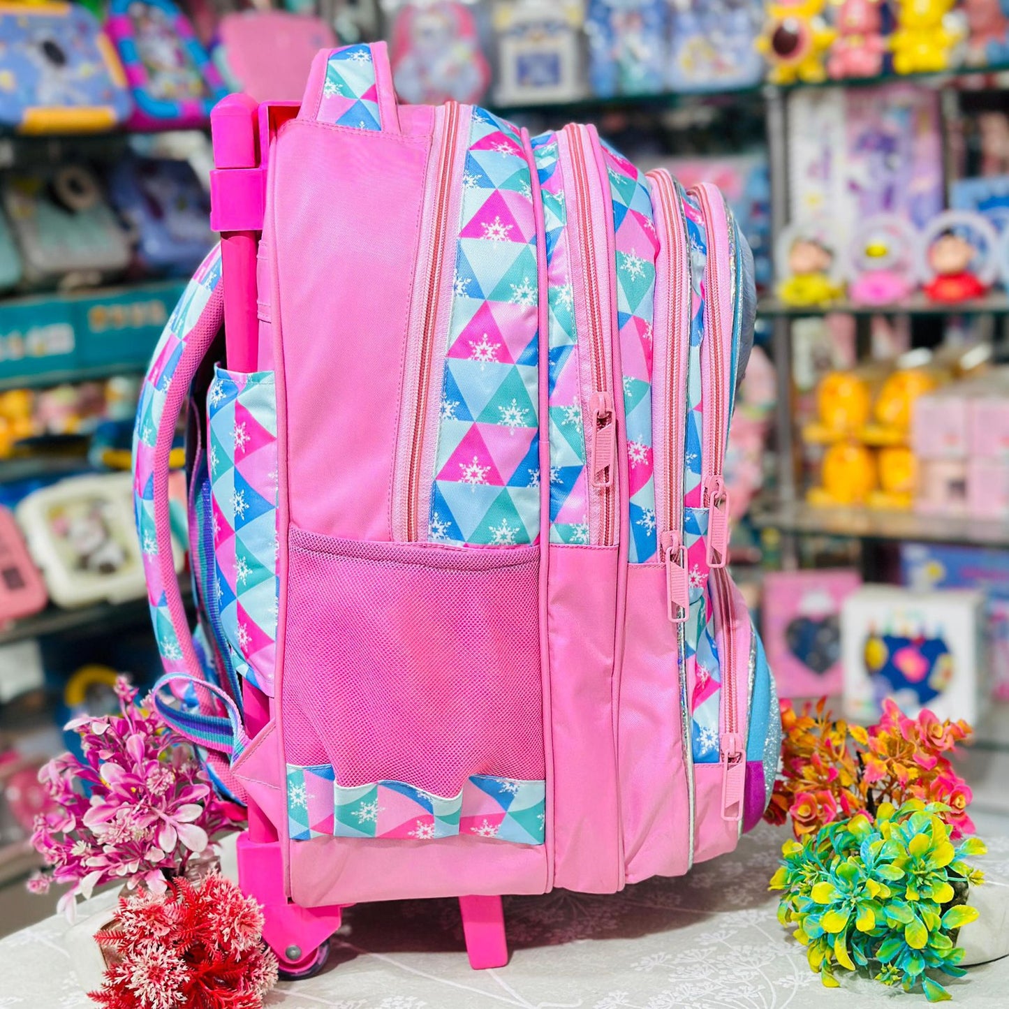 18 Inch Trolley Backpack | 4 Zipper Waterproof School Bag with Wheels