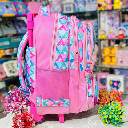 18 Inch Trolley Backpack | 4 Zipper Waterproof School Bag with Wheels