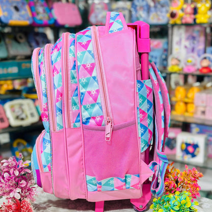 18 Inch Trolley Backpack | 4 Zipper Waterproof School Bag with Wheels
