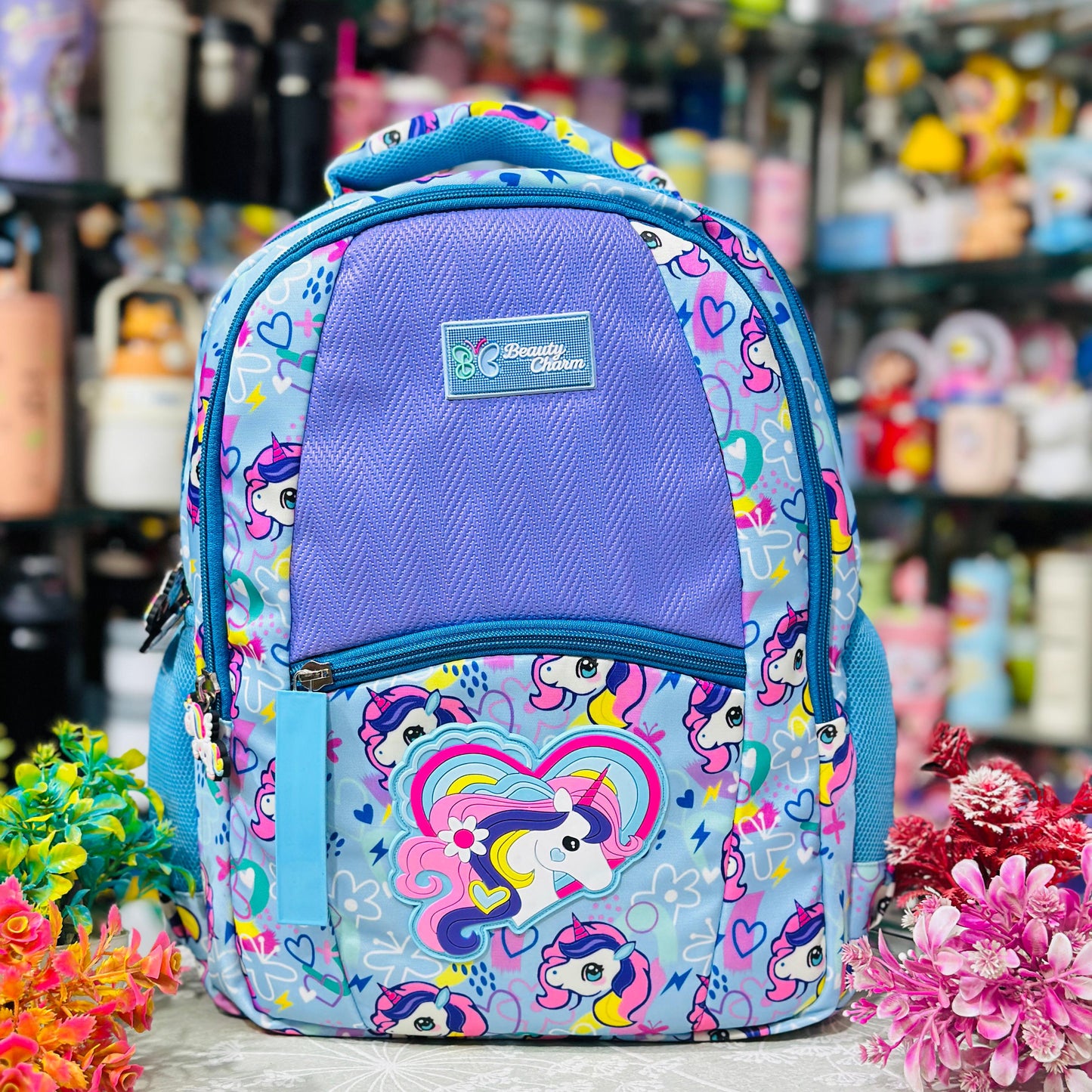 Unicorn Theme Backpack Hamper | 16 Inch School Bag with Bottle, Lunch Box & Stationery