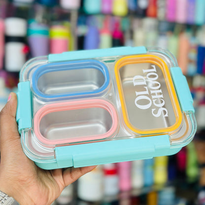 100% Leak-Proof 3-Grid Stainless Steel Lunch Box