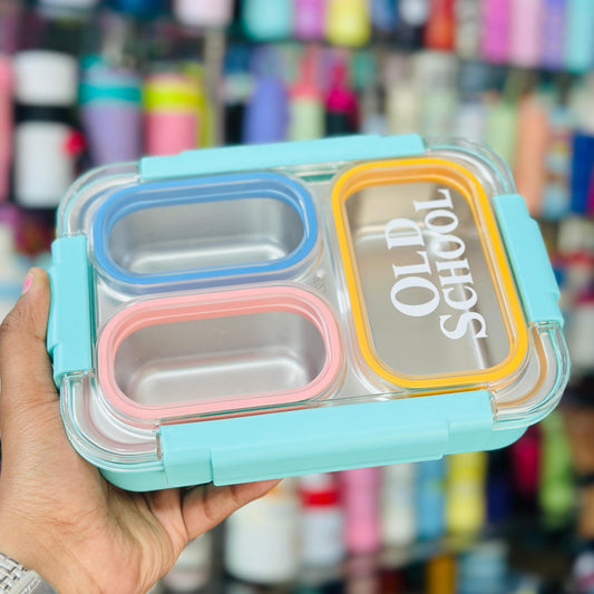 100% Leak-Proof 3-Grid Stainless Steel Lunch Box